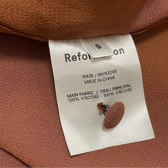 Reformation Jourdan Long Sleeve Mini Dress in Cinnamon Brown Sz Small - Picture 9 of 10